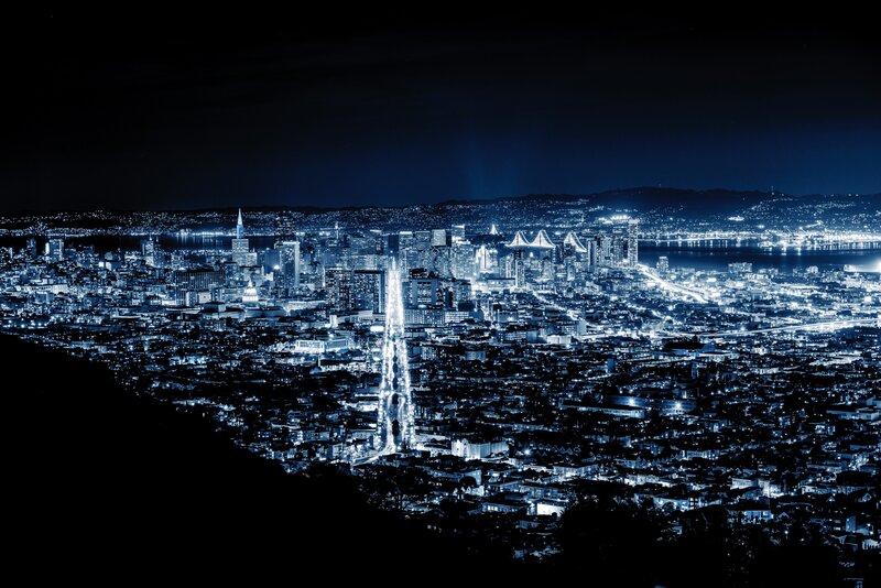 San Francisco Skyline — Blue, Dark