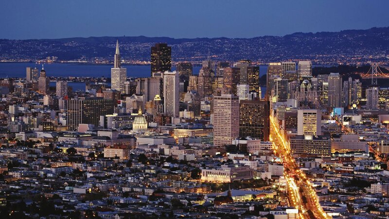 San Francisco Skyline — Blue, Dramatic, Night, Photograph, Cityscape