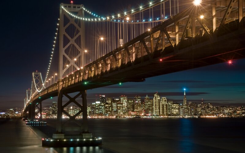 San Francisco Skyline — Blue, Dramatic, Night