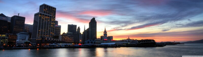 San Francisco Skyline — Blue, Dramatic, Sunset, Photograph, Buildings