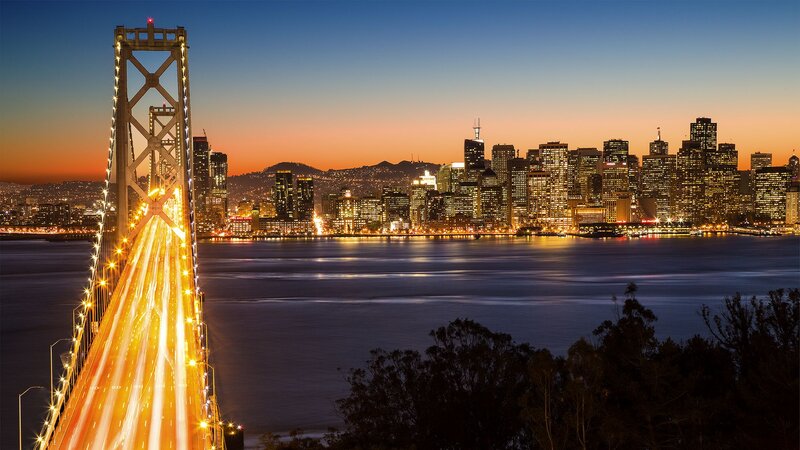 San Francisco Skyline — Blue, Dramatic, Sunset, Photograph