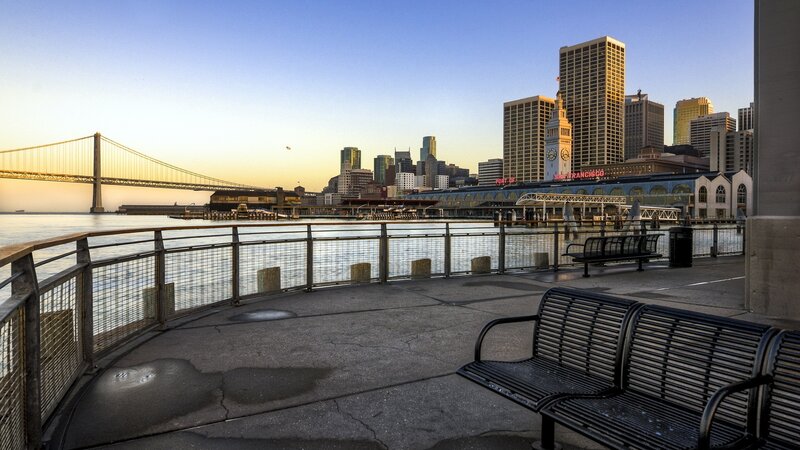 San Francisco Skyline — Blue, Serene, Sunset, Photograph