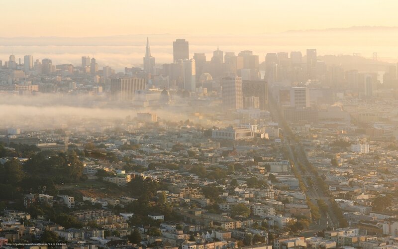 San Francisco Skyline — Orange, Hazy