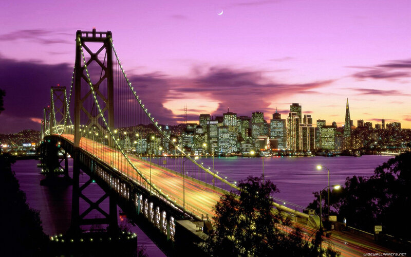 San Francisco Skyline — Purple, Dramatic, Night, Photograph