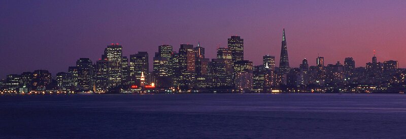 San Francisco Skyline — Purple, Serene, Night, Photograph, Skyscrapers