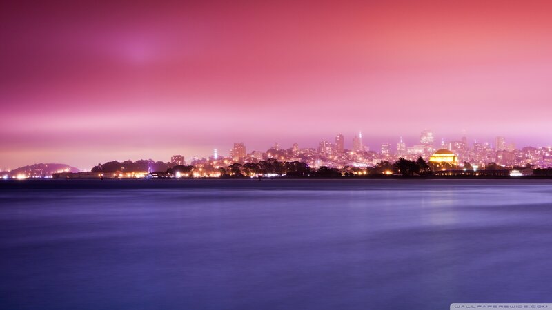 San Francisco Skyline — Purple, Serene, Night
