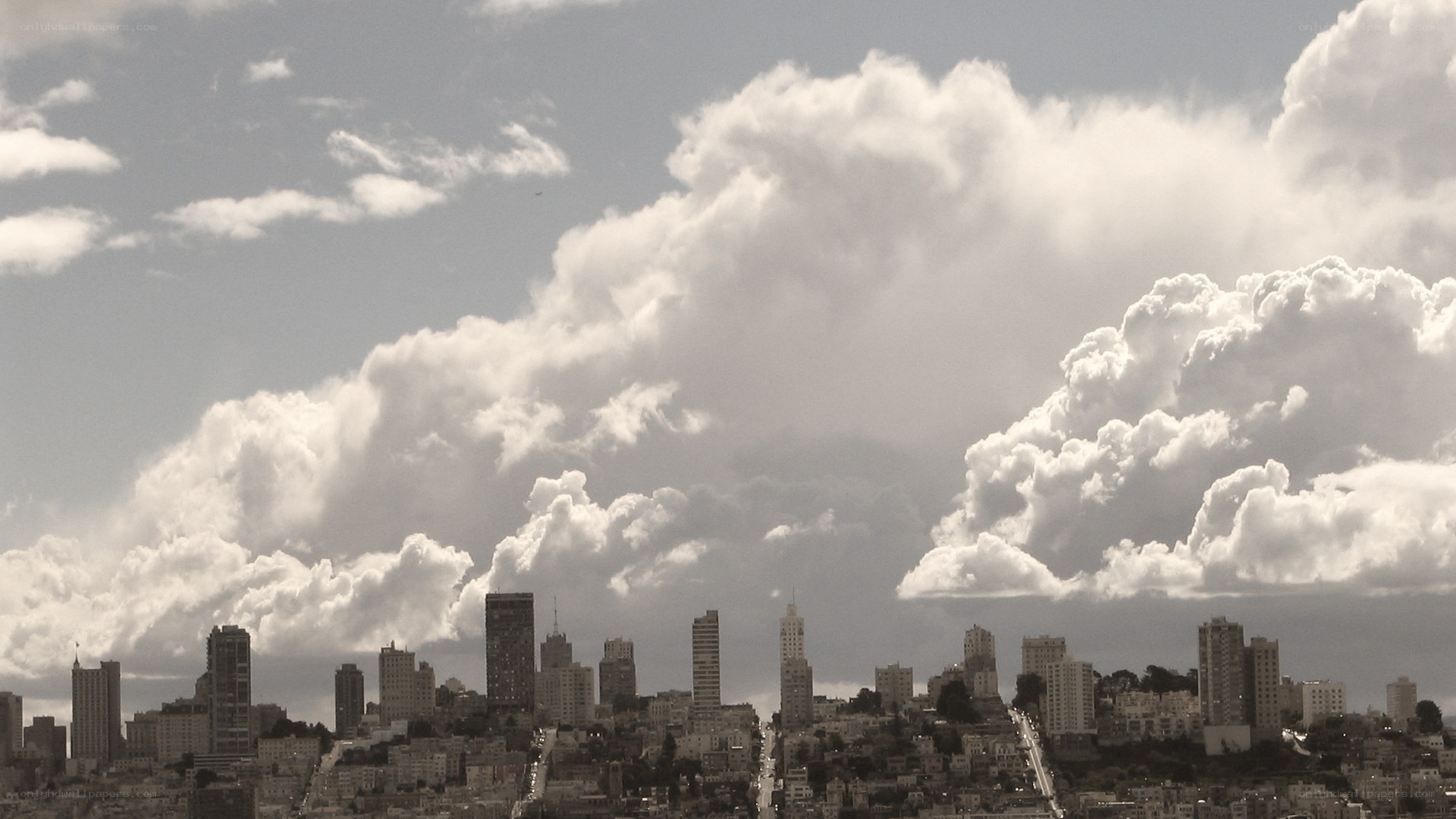 San Francisco skyline under clouds