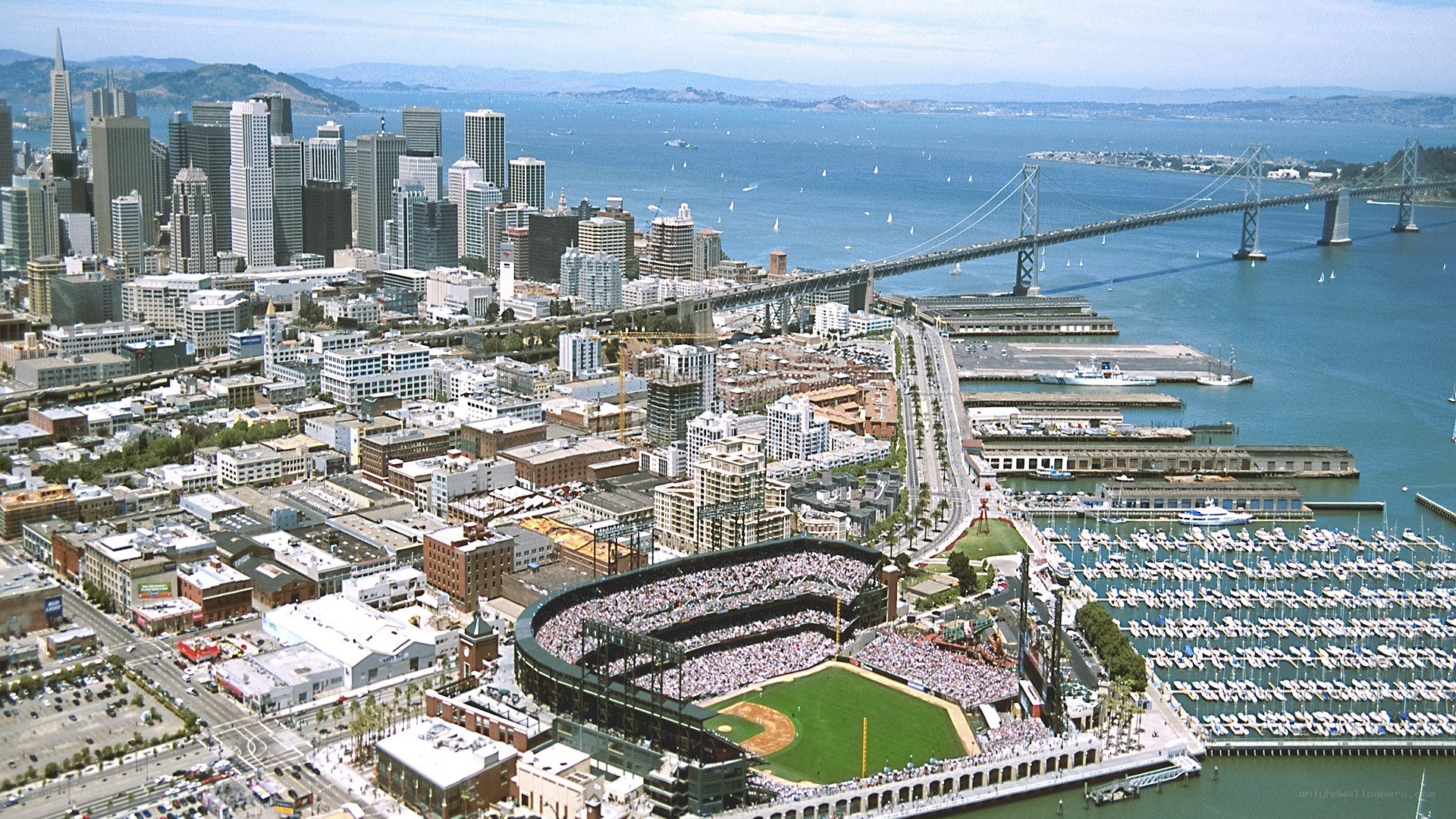 San Francisco skyline with baseball stadium