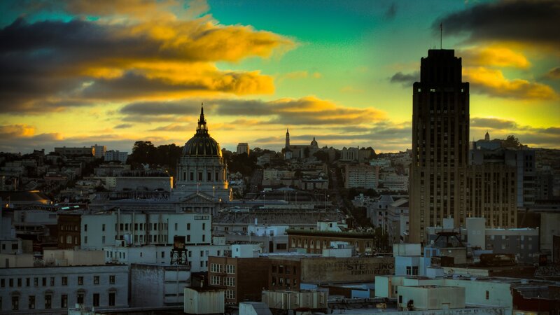 San Francisco Skyline — Yellow, Dramatic, Sunset