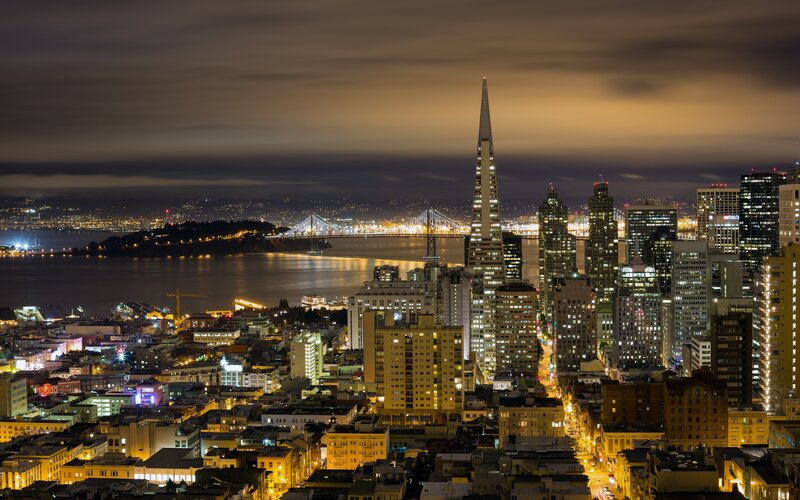 San Francisco Skyline — Yellow, Nocturnal