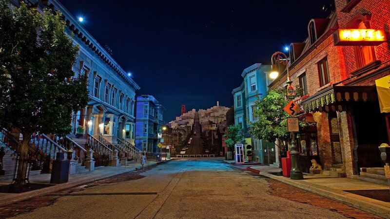 San Francisco Street at Night — Blue
