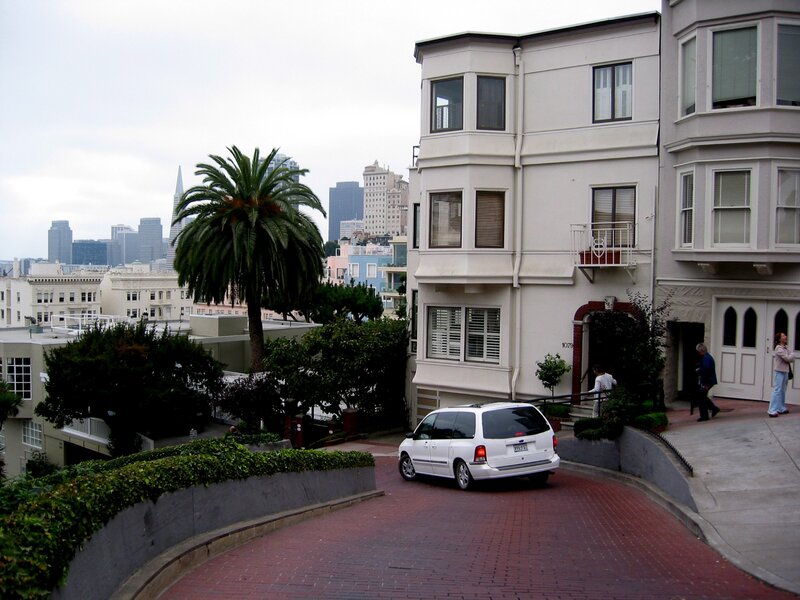 San Francisco street with city skyline