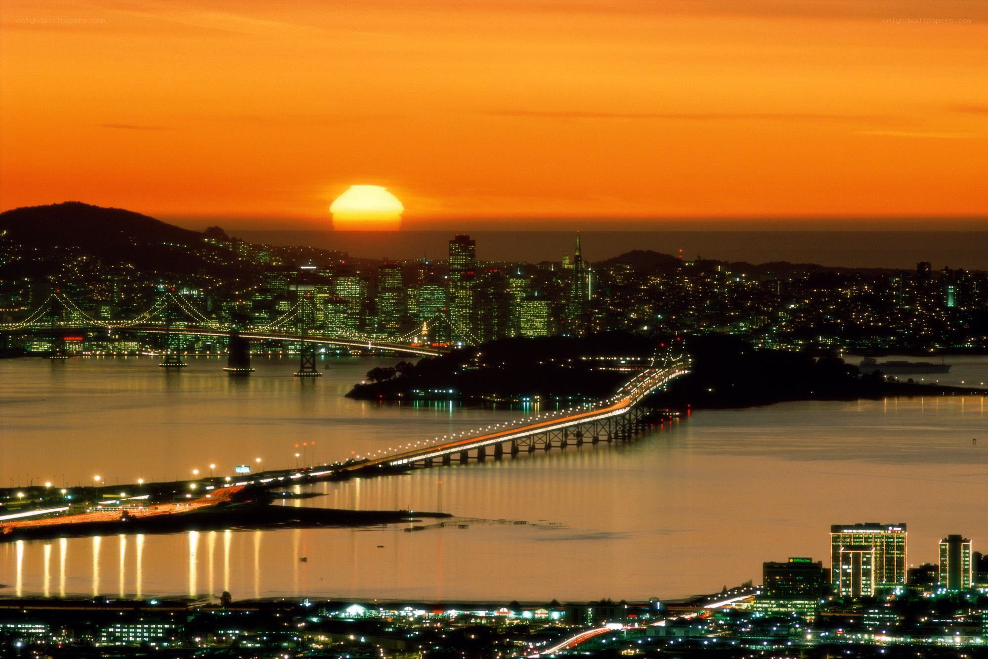 San Francisco sunset with bridges