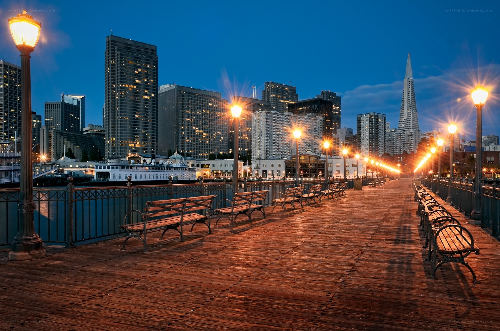 San Francisco waterfront at dusk