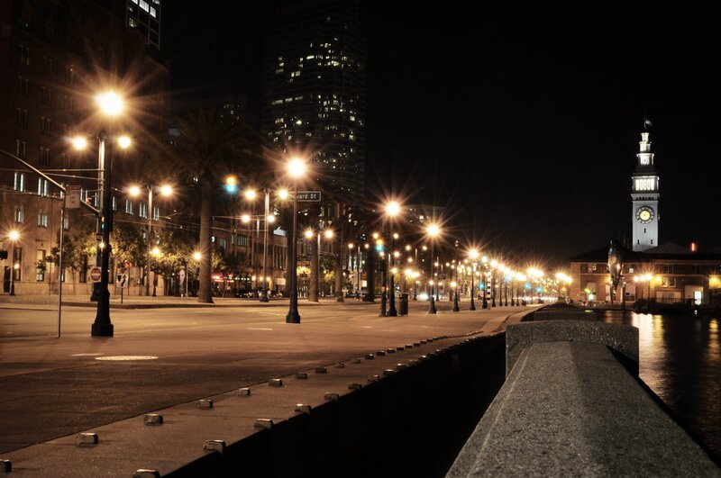 San Francisco waterfront at night