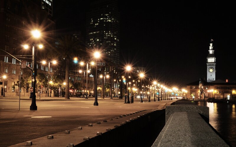 San Francisco waterfront at night