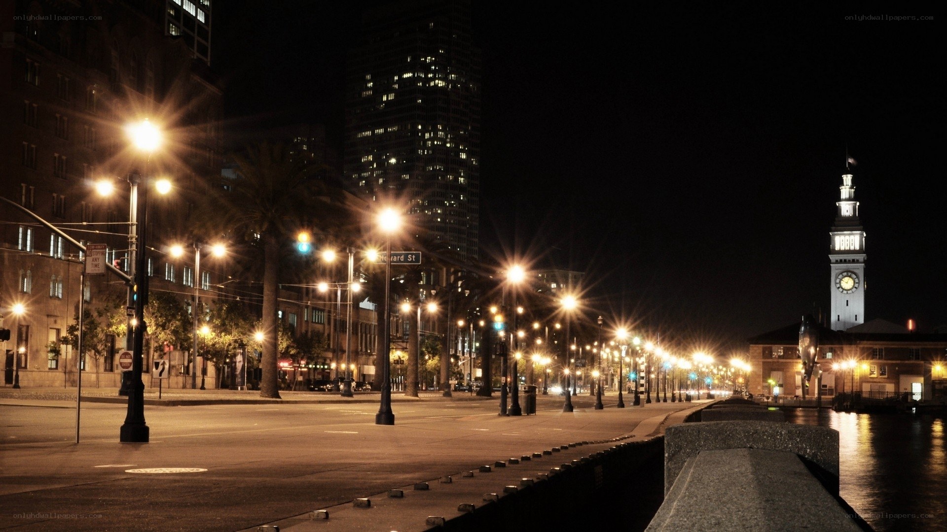 San Francisco waterfront at night