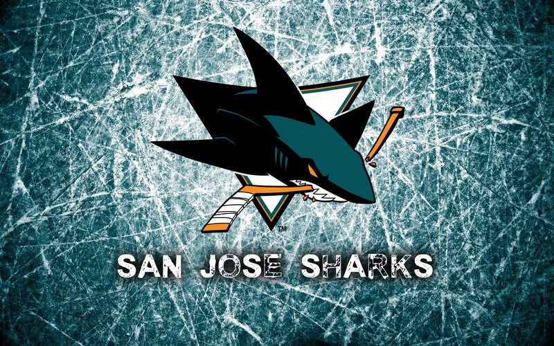 San Jose Sharks logo on ice