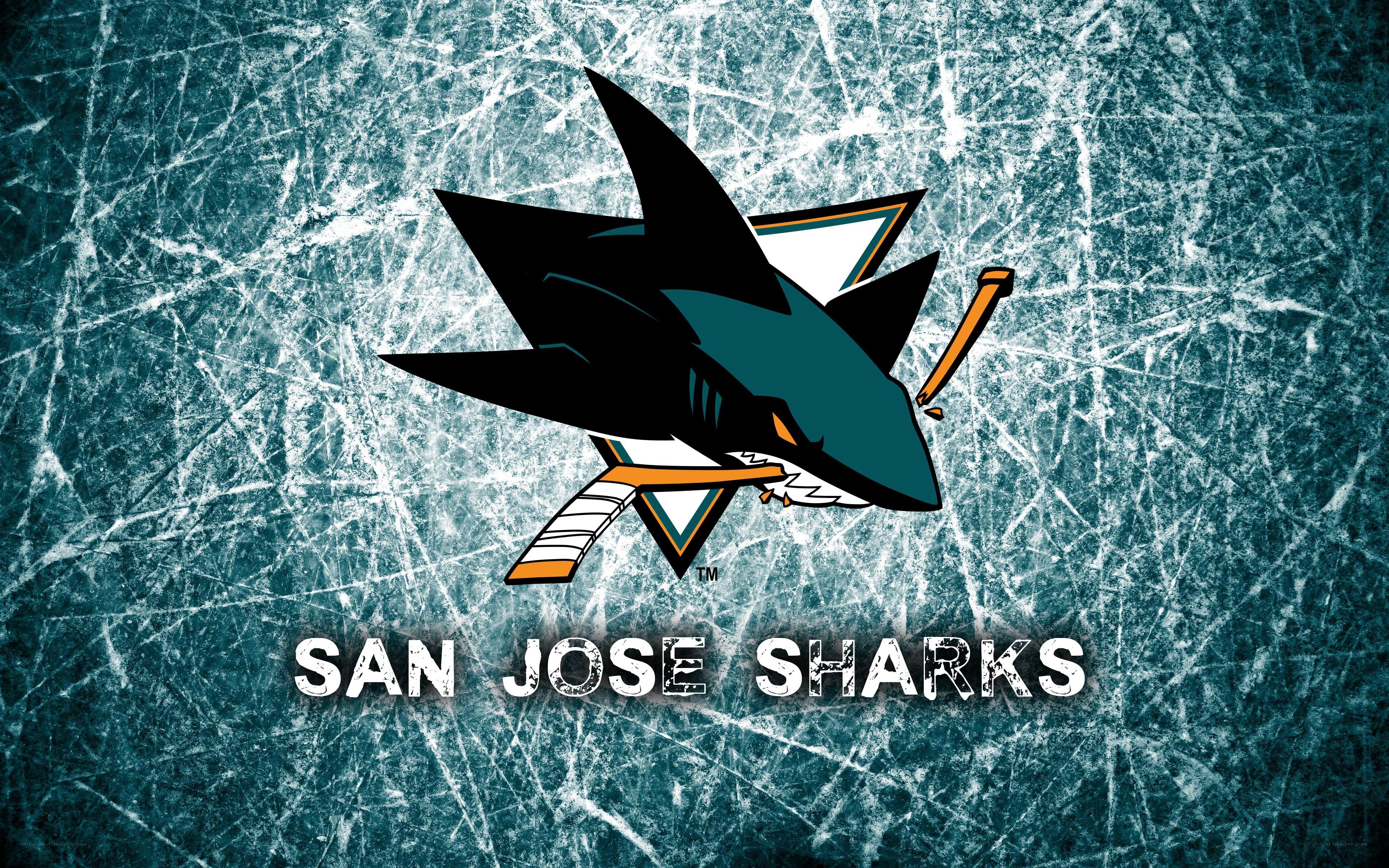 San Jose Sharks logo on ice