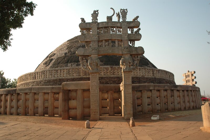 Sanchi Stupa with ornate gateway