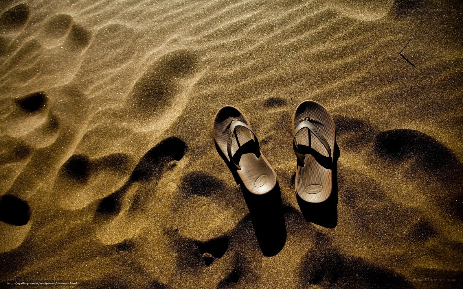 Sand and flip-flops on beach