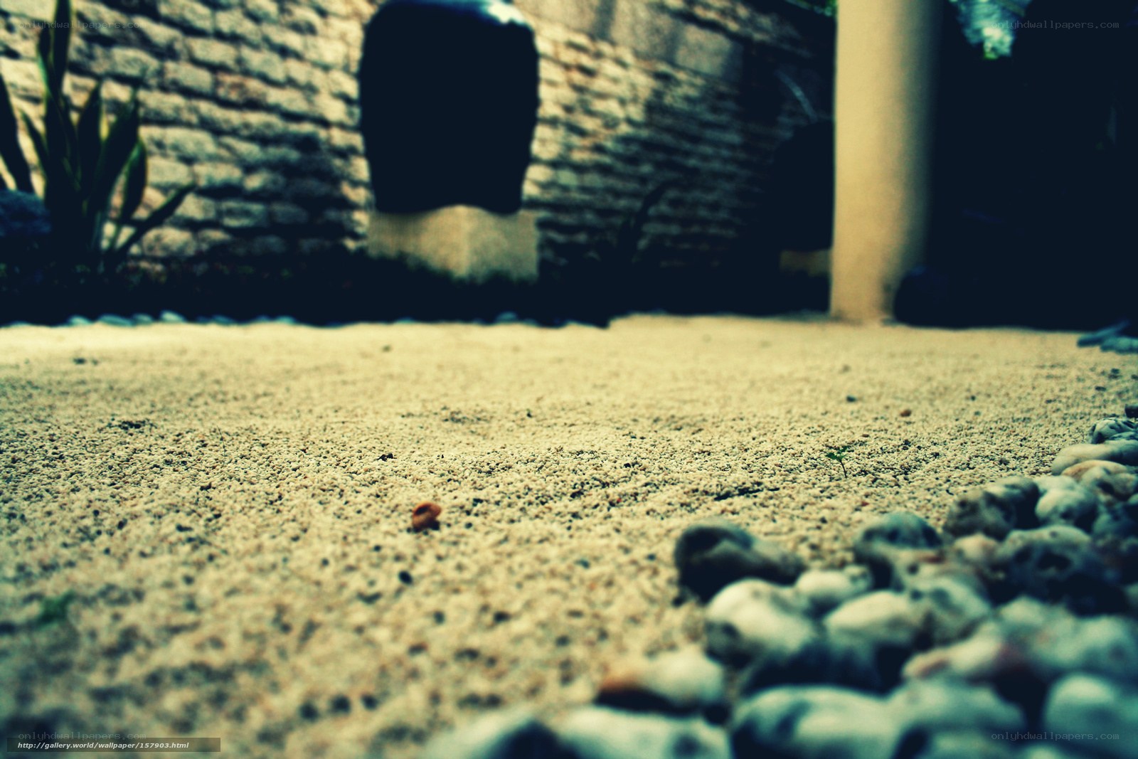 sand and pebbles in garden
