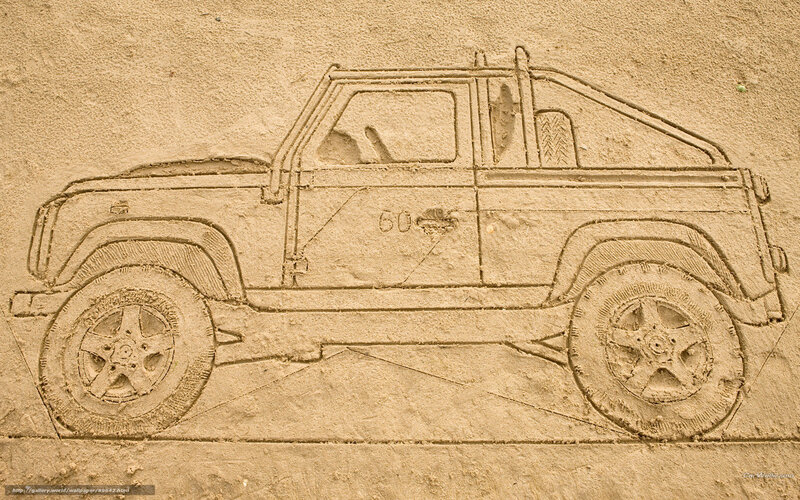 Sand carving of a pickup truck