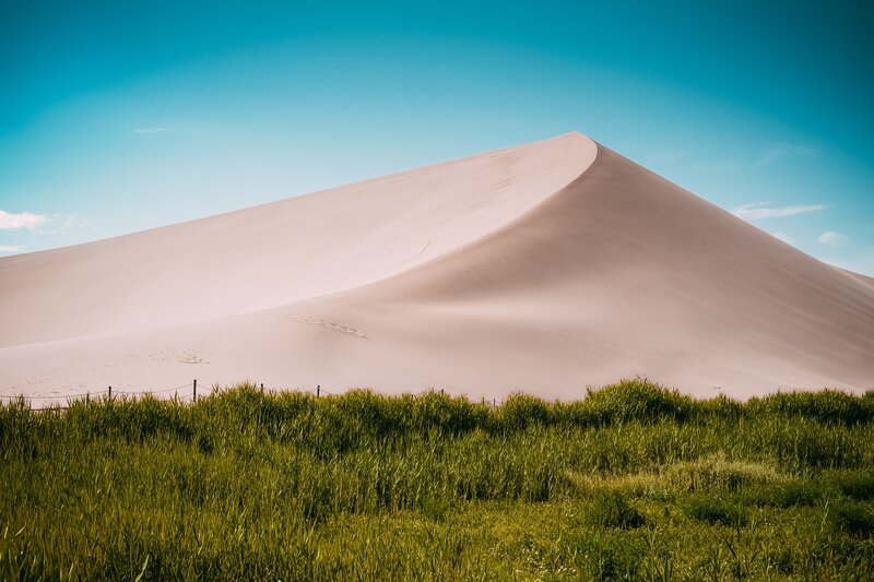 Sand Dune with Grass — Blue, Serene