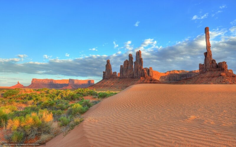 Sand Dunes and Rock Formations — Blue, Serene