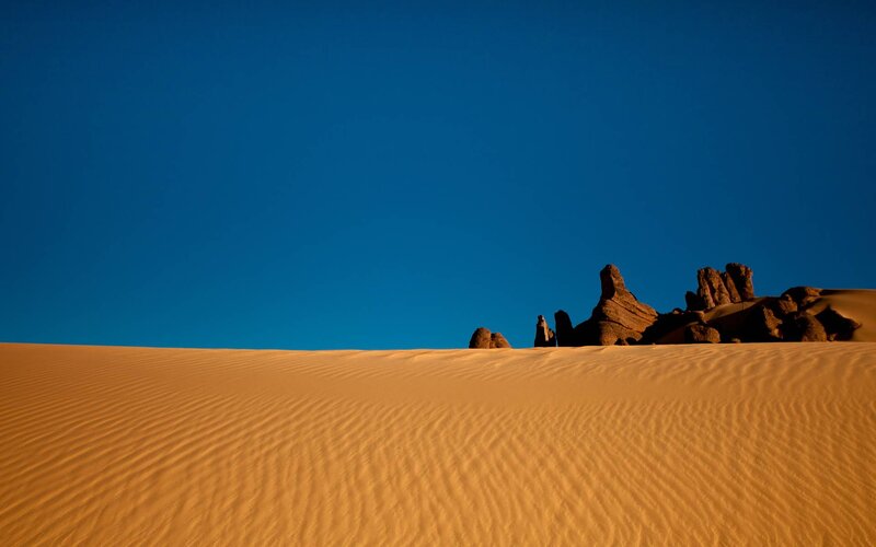 Sand Dunes and Rock Formations — Blue