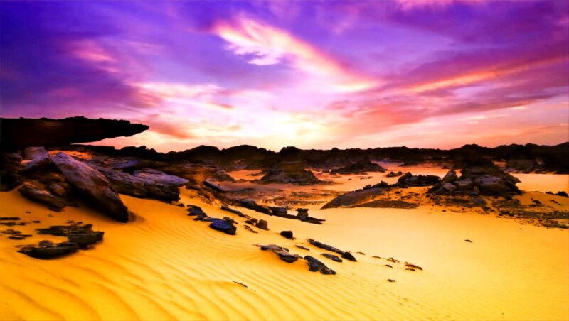 Sand Dunes and Rock Formations — Purple