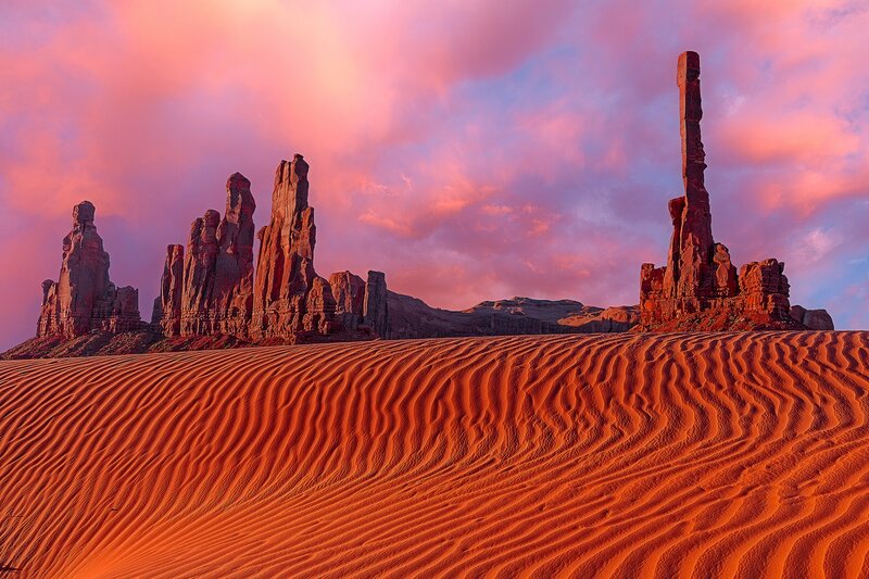 Sand Dunes and Rock Formations — Red