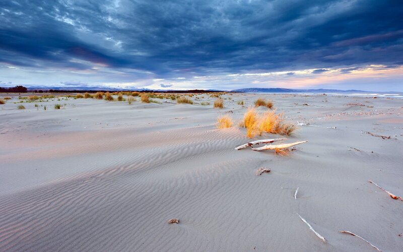 Sand Dunes at Beach — Blue, Dramatic
