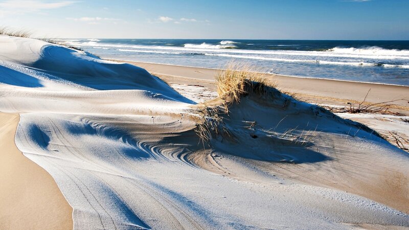 Sand Dunes at Beach — Blue, Serene, Afternoon