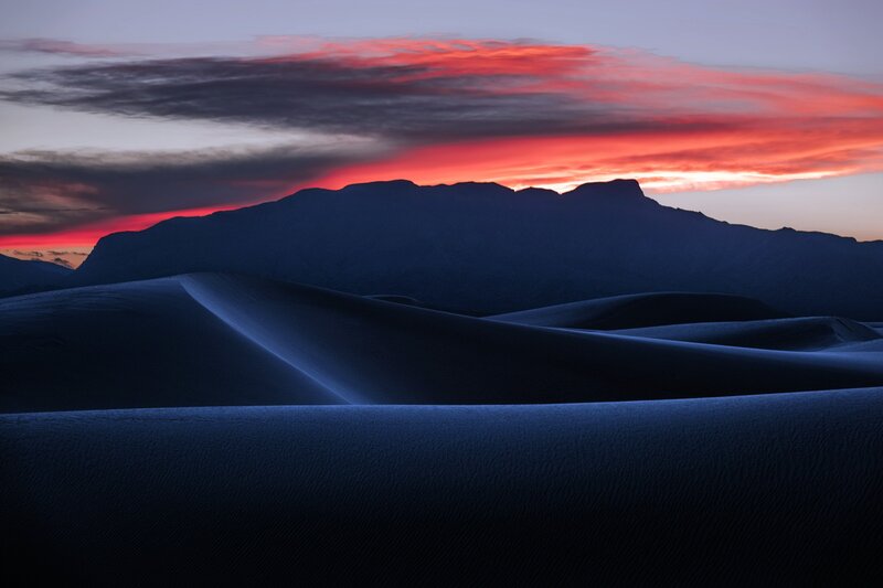 Sand Dunes at Dusk — Red