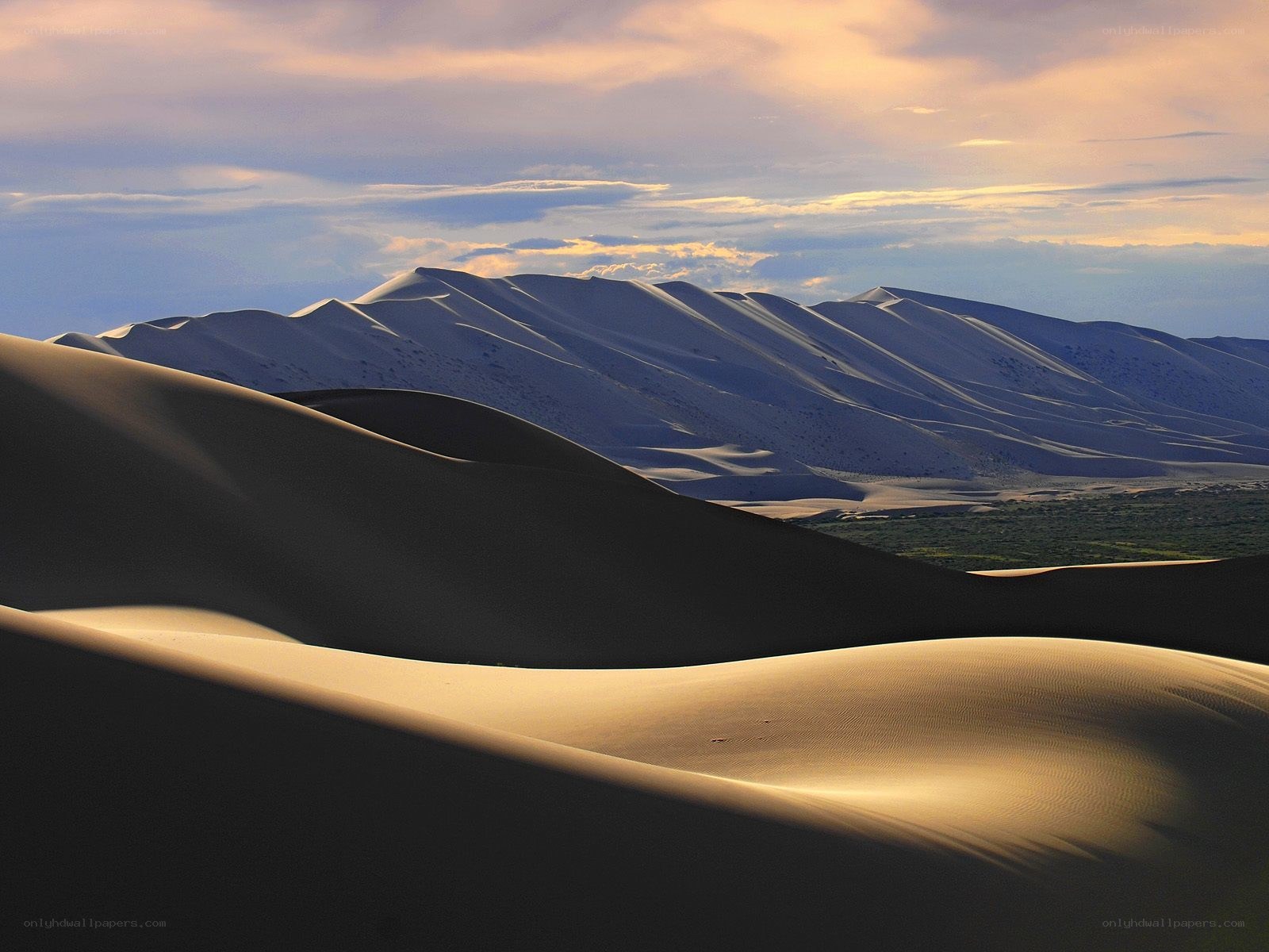 Sand dunes at sunset