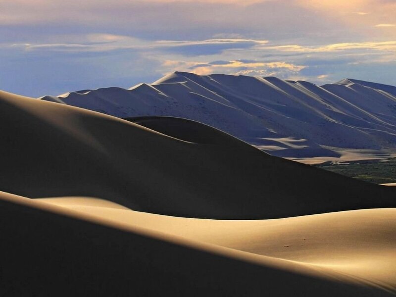 Sand dunes at sunset