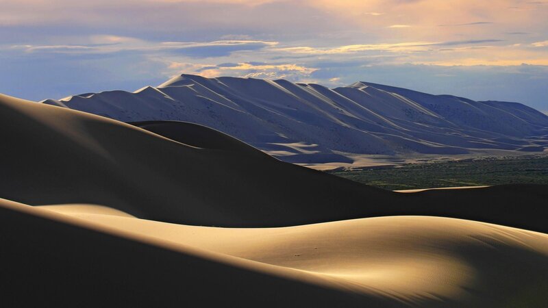 Sand dunes at sunset