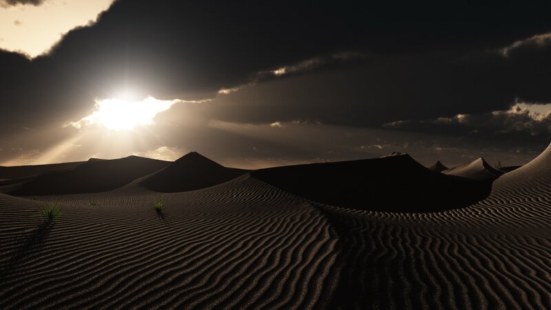 Sand Dunes at Sunset — Brown, Dramatic, 3d Render