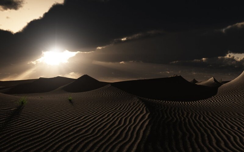 Sand Dunes at Sunset — Brown, Dramatic