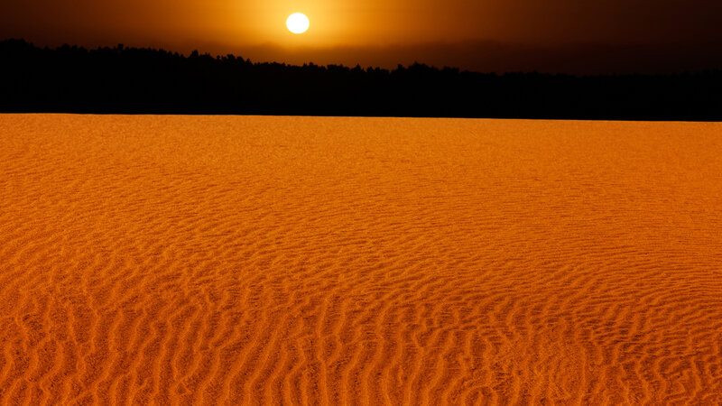 Sand Dunes at Sunset — Orange, Dramatic