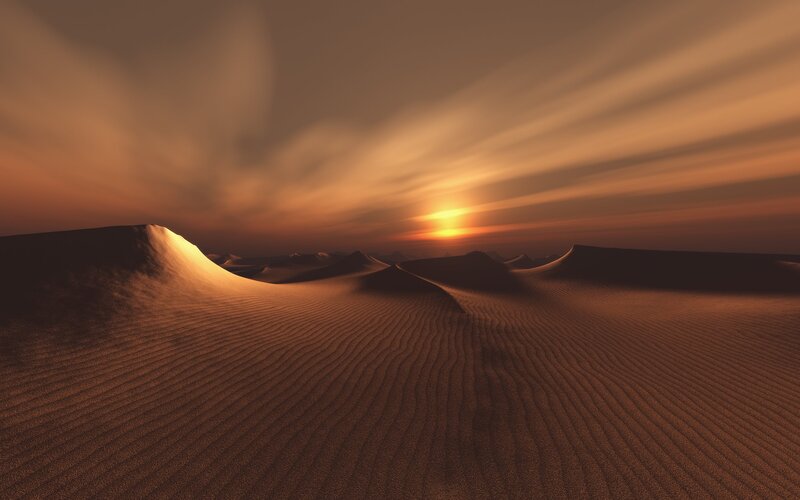 Sand Dunes at Sunset — Orange, Serene, 3d Render
