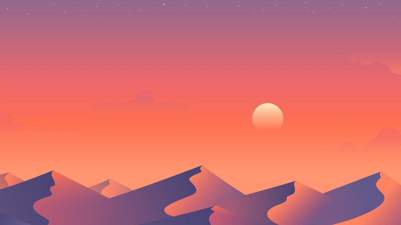 Sand Dunes at Sunset — Orange, Serene, Digital Art