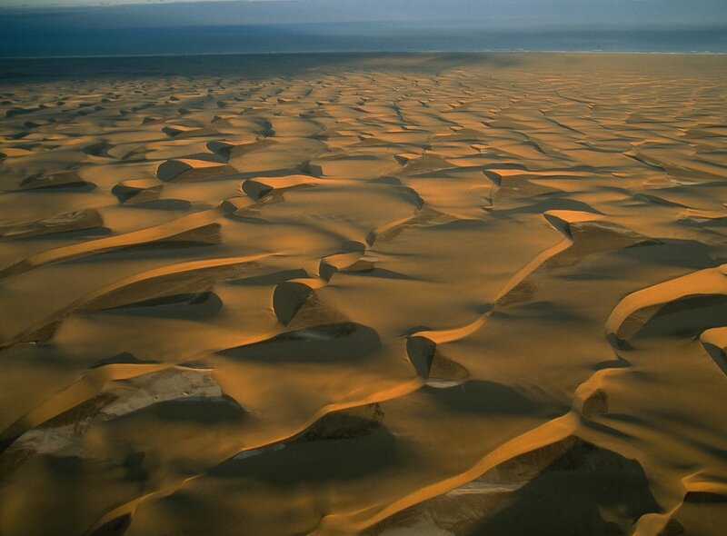 Sand Dunes at Sunset — Orange, Serene, Photograph, Ocean, Sky