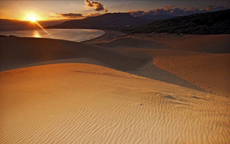 Sand Dunes at Sunset — Orange, Serene, Photograph, Ocean