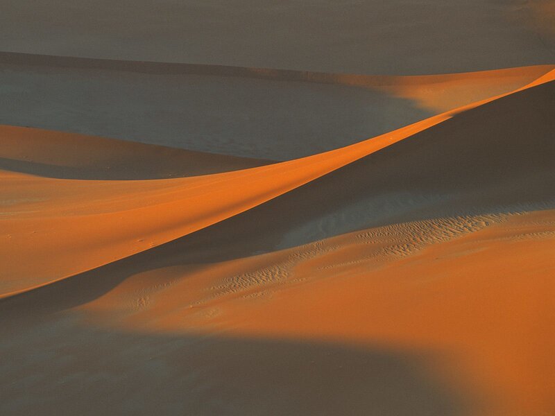 Sand Dunes at Sunset — Orange, Serene, Photograph, Shadows, Brown, Gray
