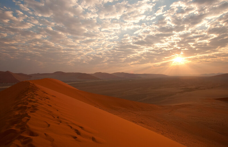 Sand Dunes at Sunset — Orange, Serene, Photograph