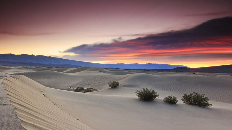 Sand Dunes at Sunset — Purple, Dramatic, Photograph