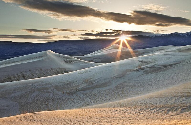 Sand Dunes at Sunset — White