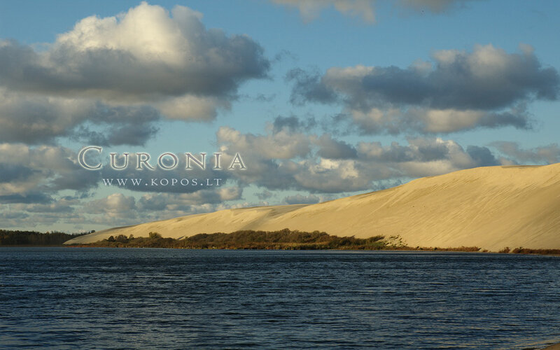 Sand Dunes by Lake — Blue, Serene